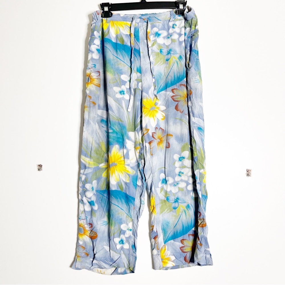 Jams World vintage tropical floral tie waist relaxed fit pants